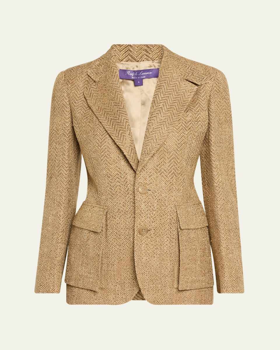 Preston Herringbone Embellished Silk Jacket